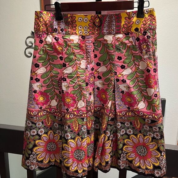 Cabi Asbury  A-Line Skirt with Pink and Green Floral Design NWOT #DO185 - Picture 1 of 10